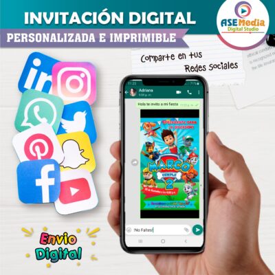 Paw Patrol Invitación de Cumpleaños Digital Personalizada #4
