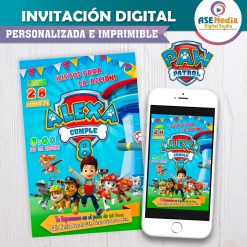Paw Patrol Invitación de Cumpleaños Digital Personalizada #5