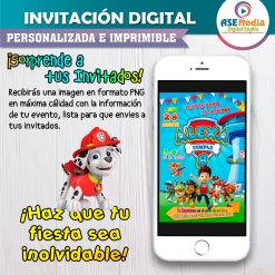 Paw Patrol Invitación de Cumpleaños Digital Personalizada #5
