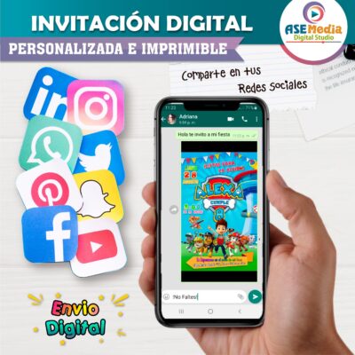 Paw Patrol Invitación de Cumpleaños Digital Personalizada #5
