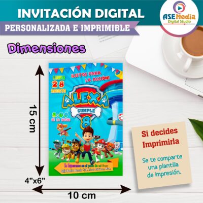 Paw Patrol Invitación de Cumpleaños Digital Personalizada #5
