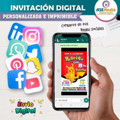 Pokémon, Pikachu #02 Invitación de Cumpleaños Digital Personalizada - Imagen 3