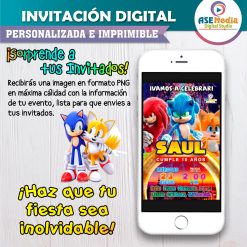 Alternative view of Sonic Invitación de Cumpleaños Digital Personalizada