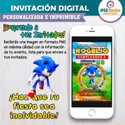 Alternative view of Sonic #4 Invitación de Cumpleaños Digital Personalizada