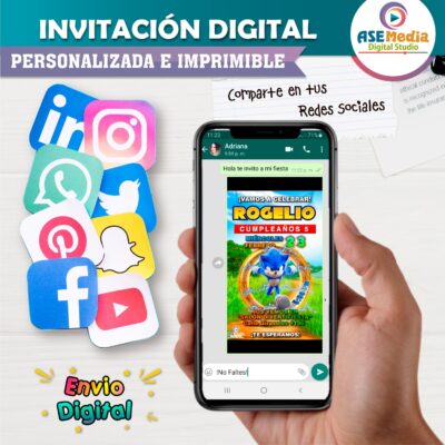 Sonic #4 Invitación de Cumpleaños Digital Personalizada - Imagen 3
