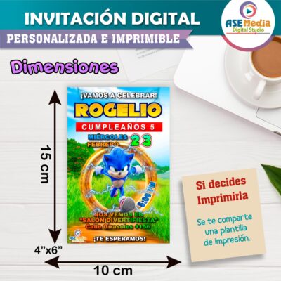 Sonic #4 Invitación de Cumpleaños Digital Personalizada - Imagen 4
