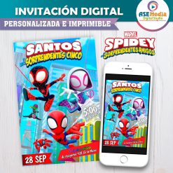 Alternative view of Spidey y sus Sorprendentes Amigos Spiderman Invitación Digital de Cumpleaños