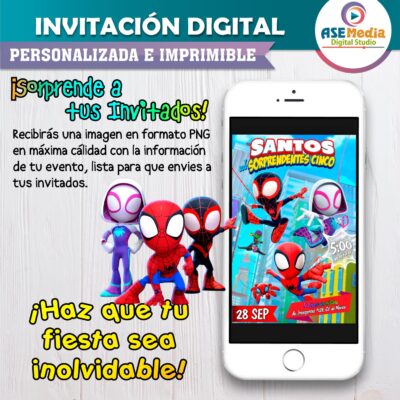 Spidey y sus Sorprendentes Amigos Spiderman Invitación Digital de Cumpleaños - Imagen 3