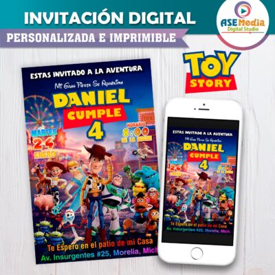 Toy Story Invitación de Cumpleaños Digital Personalizada