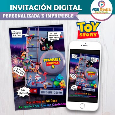 Toy Story Invitación de Cumpleaños Digital Personalizada #02