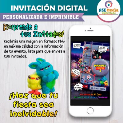 Toy Story Invitación de Cumpleaños Digital Personalizada #02 - Imagen 5
