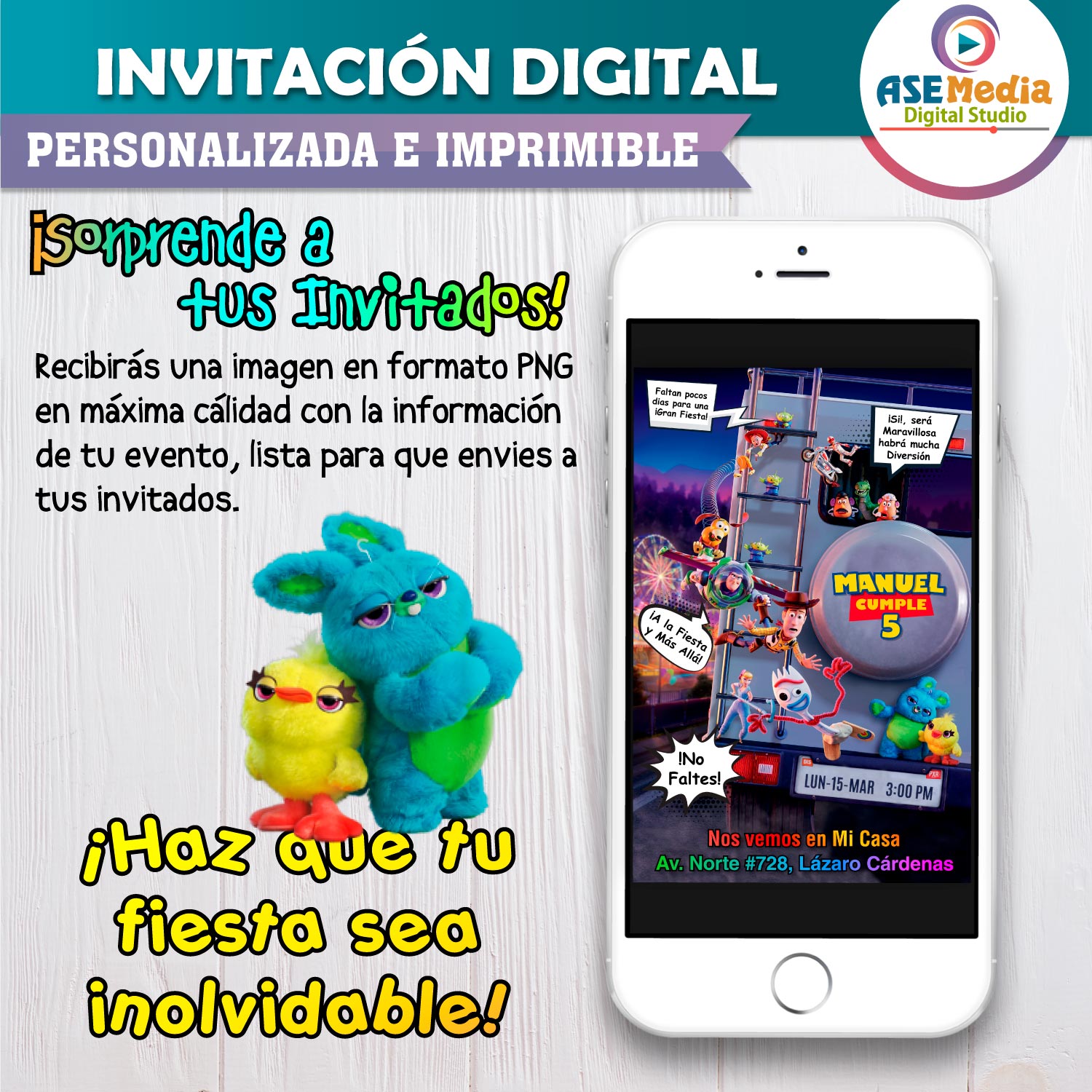 Toy Story Invitación de Cumpleaños Digital Personalizada #02 - Imagen 5