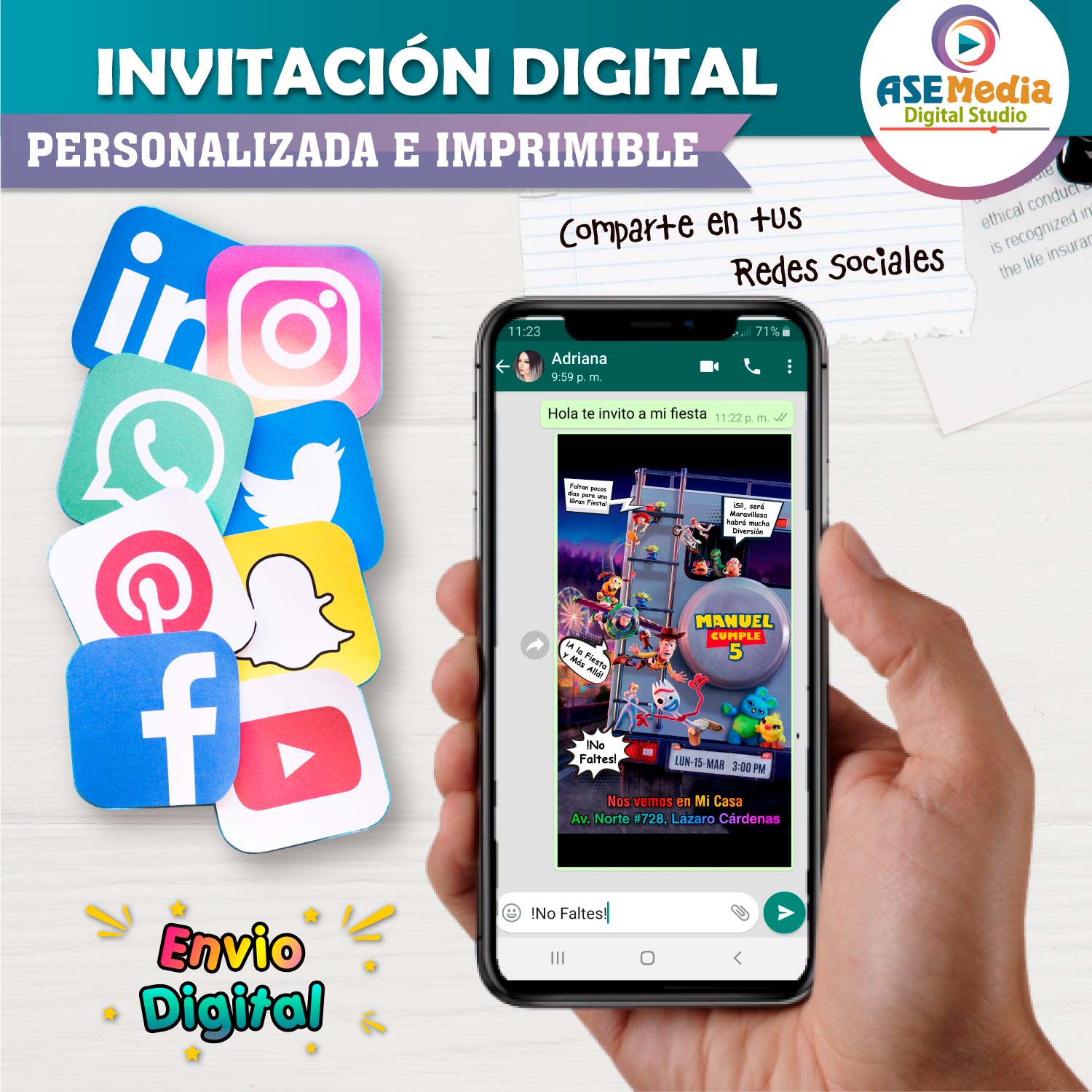 Toy Story Invitación de Cumpleaños Digital Personalizada #02 - Imagen 2