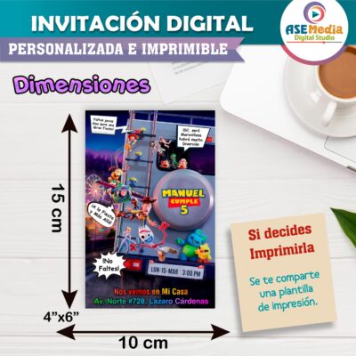 Toy Story Invitación de Cumpleaños Digital Personalizada #02 - Imagen 3