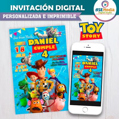 Toy Story Invitación de Cumpleaños Digital Personalizada #03