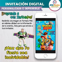 Alternative view of Toy Story Invitación de Cumpleaños Digital Personalizada #03