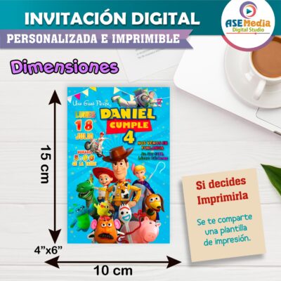 Toy Story Invitación de Cumpleaños Digital Personalizada #03 - Imagen 4