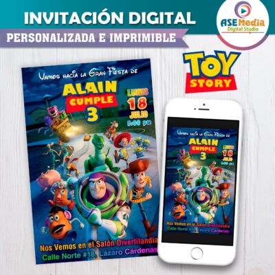 Toy Story Invitación de Cumpleaños Digital Personalizada #04