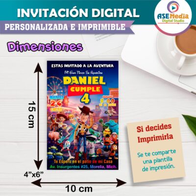 Toy Story Invitación de Cumpleaños Digital Personalizada - Imagen 4