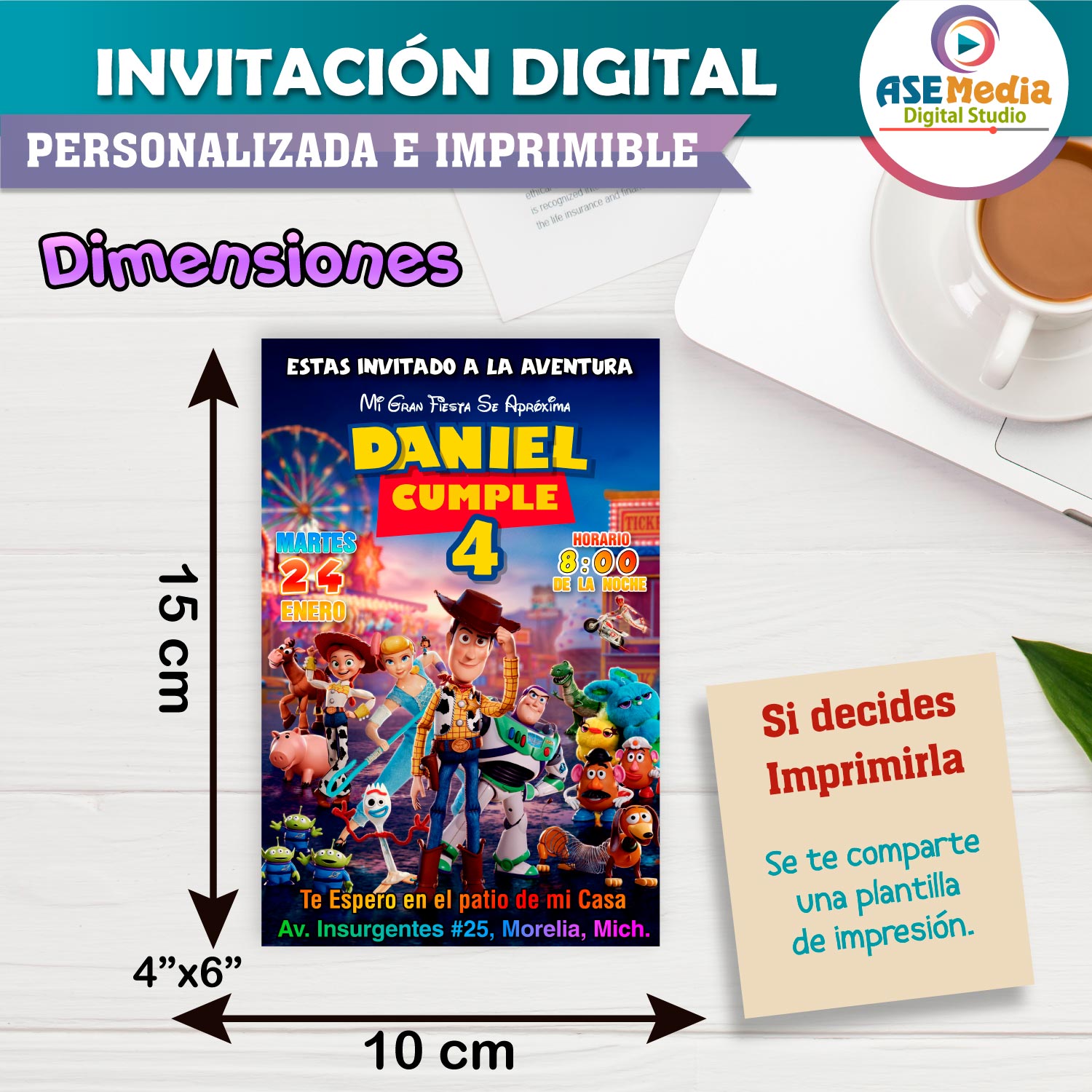 Toy Story Invitación de Cumpleaños Digital Personalizada - Imagen 4
