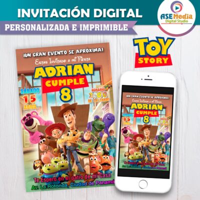 Toy Story Invitación de Cumpleaños Digital Personalizada #05