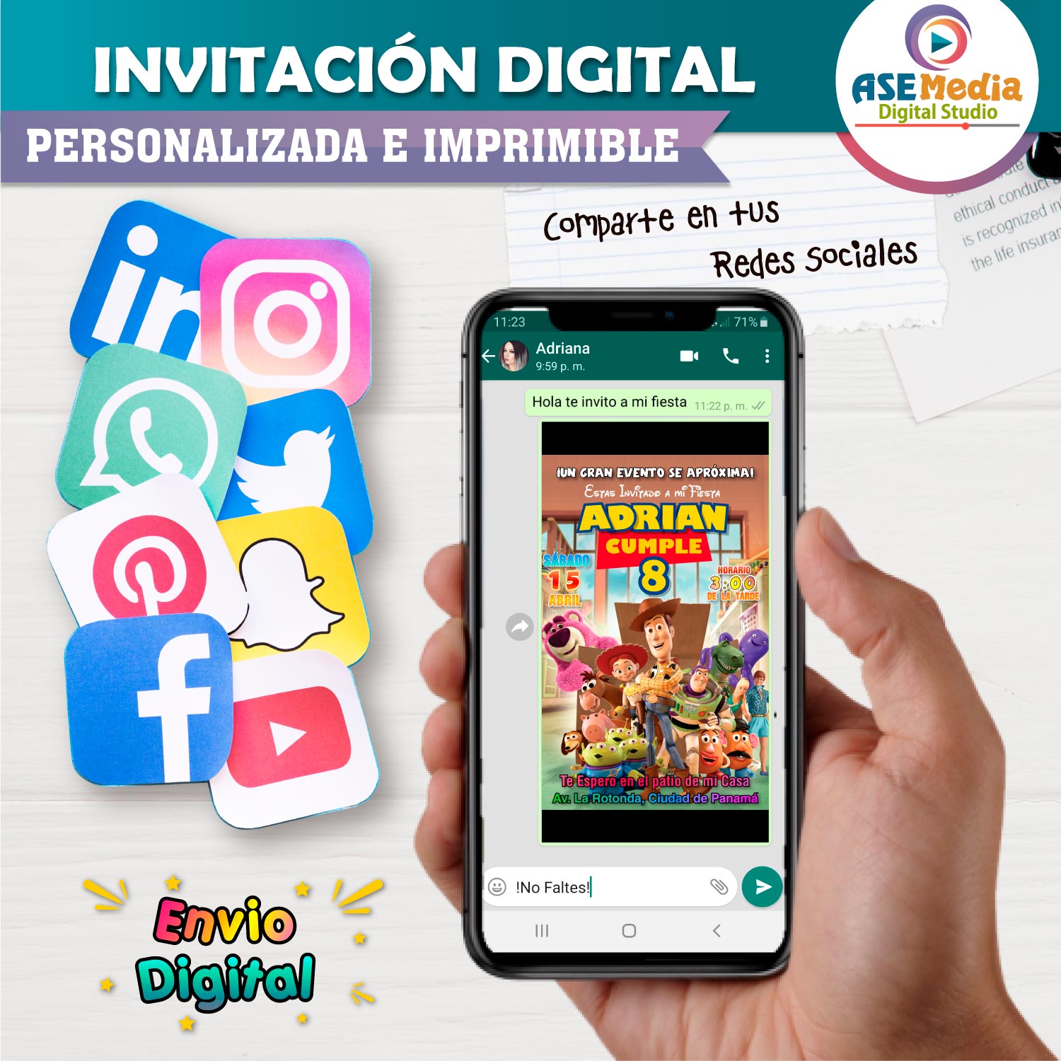 Toy Story Invitación de Cumpleaños Digital Personalizada #05 - Imagen 3