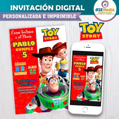 Toy Story Invitación de Cumpleaños Digital Personalizada #06