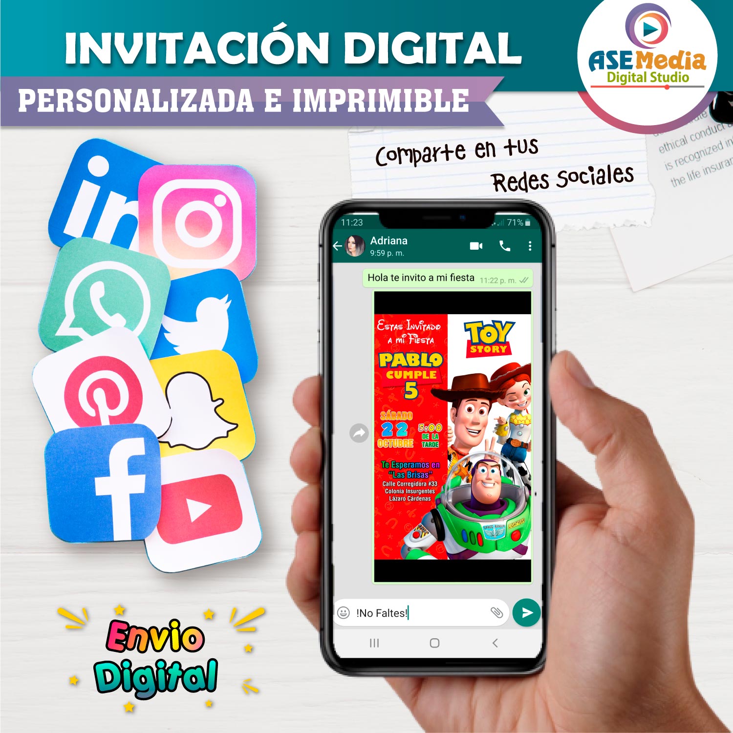 Toy Story Invitación de Cumpleaños Digital Personalizada #06 - Imagen 3