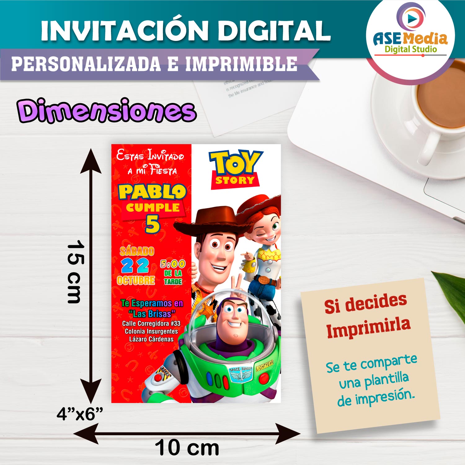 Toy Story Invitación de Cumpleaños Digital Personalizada #06 - Imagen 4