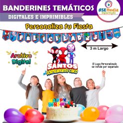 Spidey y sus Sorprendentes Amigos Spiderman Banderines Temáticos Imprimibles para Cumpleaños