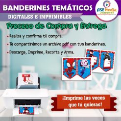 Spidey y sus Sorprendentes Amigos Spiderman Banderines Temáticos Imprimibles para Cumpleaños