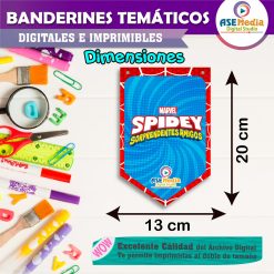 Spidey y sus Sorprendentes Amigos Spiderman Banderines Temáticos Imprimibles para Cumpleaños
