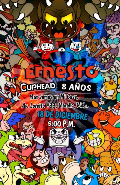 Cuphead Invitación de Cumpleaños Digital Personalizada #2