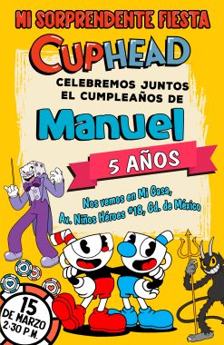 Cuphead Invitación de Cumpleaños Digital Personalizada #4