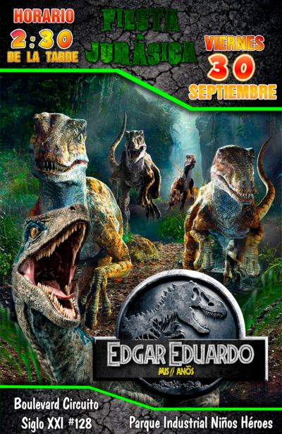 Jurassic World Velociraptor Invitación de Cumpleaños Digital Personalizada