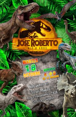 Jurassic World Dominion Invitación de Cumpleaños Digital Personalizada