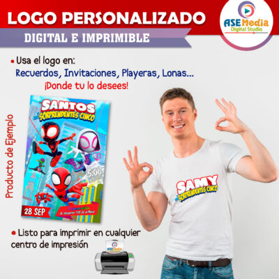 Spidey y sus Sorprendentes Amigos Spiderman Logo Personalizado con Nombre para Cumpleaños - Imagen 4