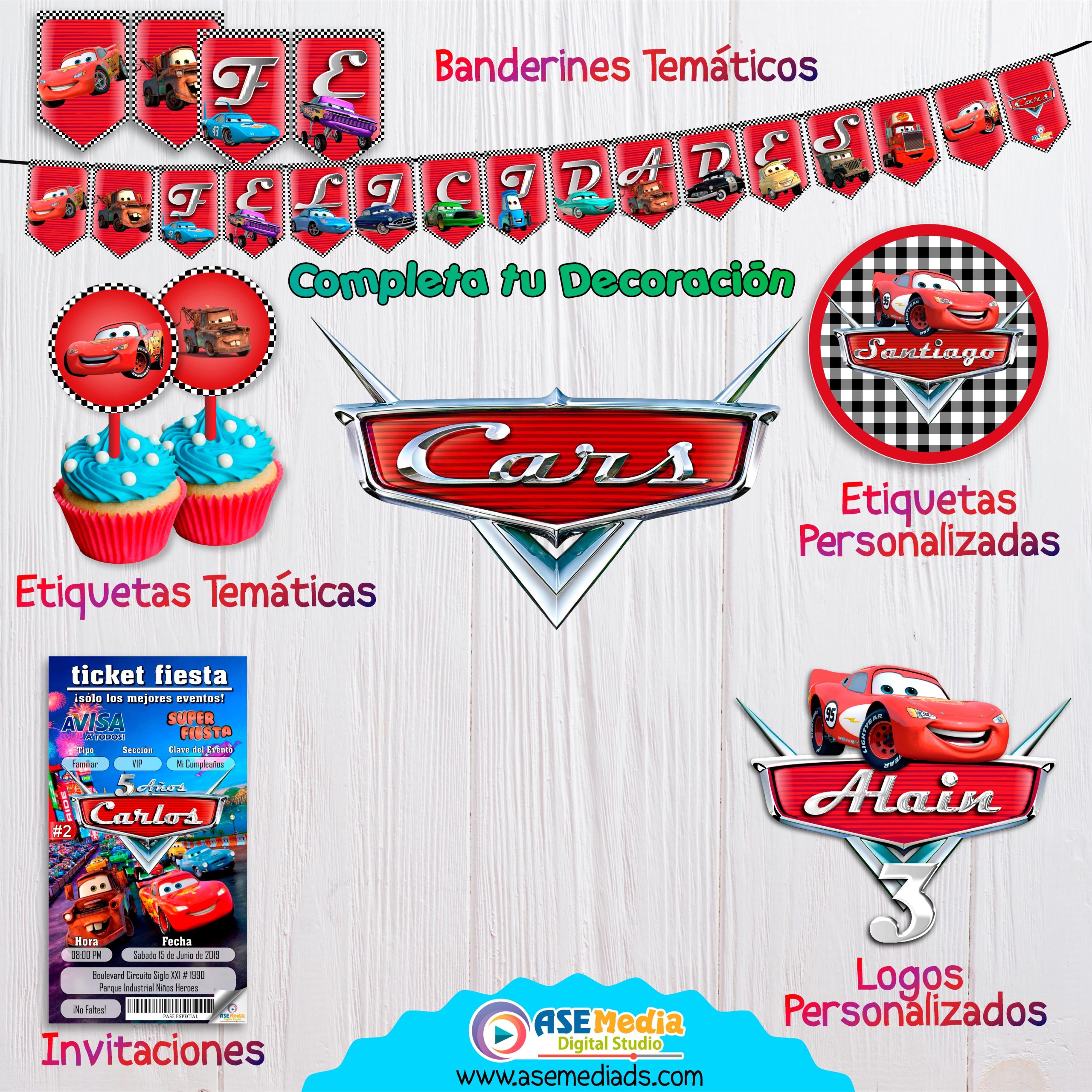 Cars Rayo Mcqueen Banderines Temáticos Imprimibles para Cumpleaños