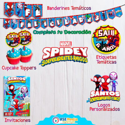 Spidey y sus Sorprendentes Amigos y Enemigos Logo Personalizado con Nombre para Cumpleaños - Imagen 6
