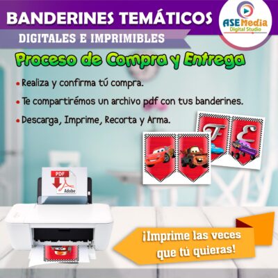 Cars Rayo Mcqueen Banderines Temáticos Imprimibles para Cumpleaños