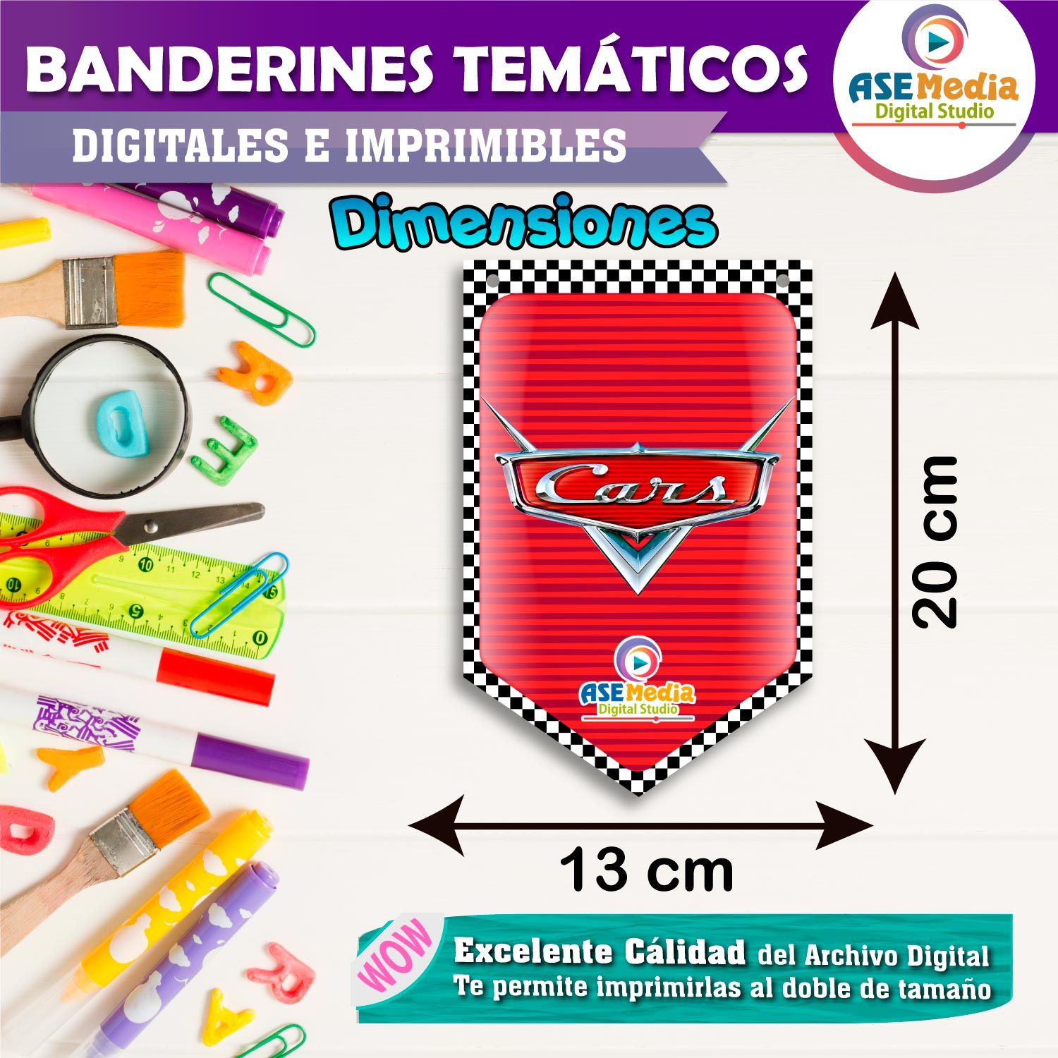 Cars Rayo Mcqueen Banderines Temáticos Imprimibles para Cumpleaños