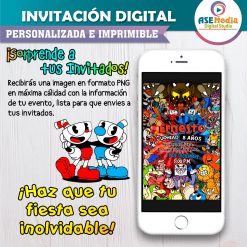 Cuphead Invitación de Cumpleaños Digital Personalizada #2