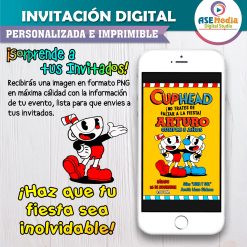 Cuphead Invitación de Cumpleaños Digital Personalizada