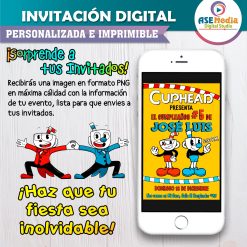 Cuphead Invitación de Cumpleaños Digital Personalizada #3