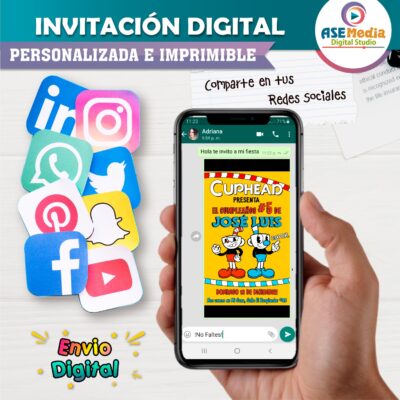 Cuphead Invitación de Cumpleaños Digital Personalizada #3