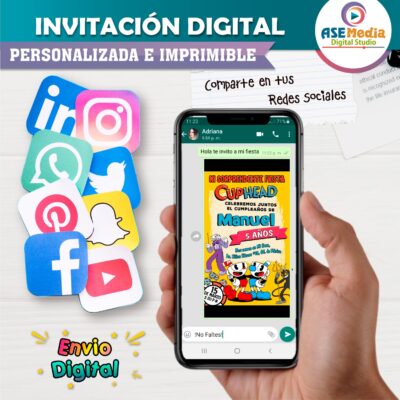 Cuphead Invitación de Cumpleaños Digital Personalizada #4