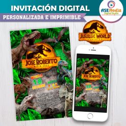 Jurassic World Dominion Invitación de Cumpleaños Digital Personalizada