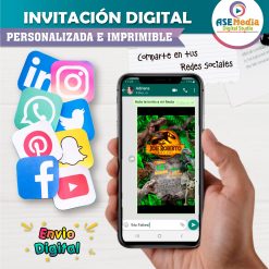 Jurassic World Dominion Invitación de Cumpleaños Digital Personalizada
