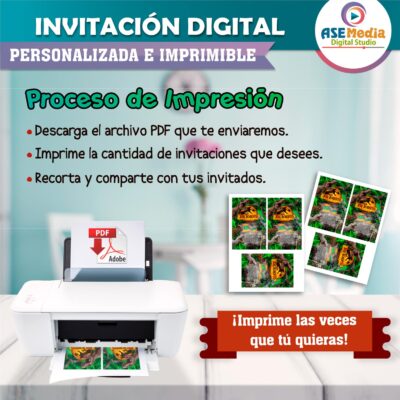 Jurassic World Dominion Invitación de Cumpleaños Digital Personalizada