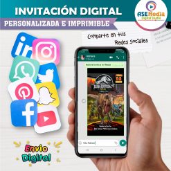 Jurassic World, El Reino Caido Invitación de Cumpleaños Digital Personalizada